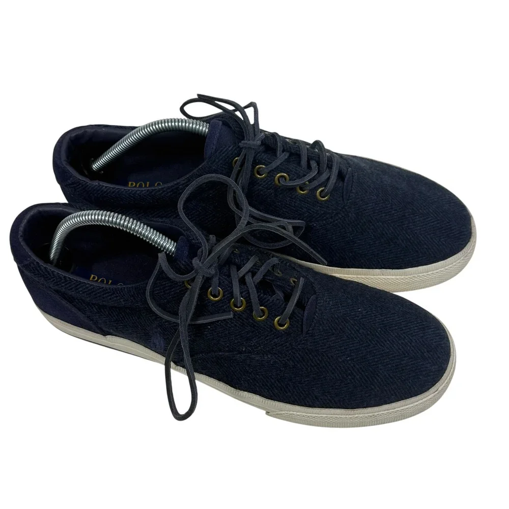 Polo Ralph‎ Lauren Vaughn Mens 10.5D Navy Wool Herringbone Suede Sneakers F17